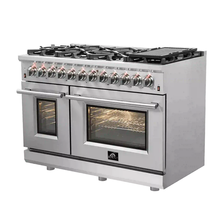 FORNO Massimo 48-Inch Freestanding Dual Fuel Range in Stainless Steel - FFSGS6125-48