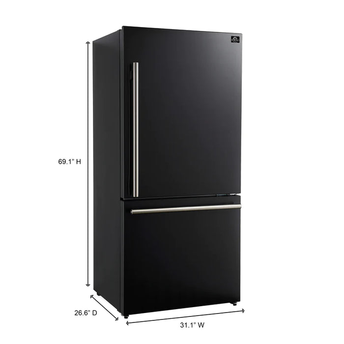 Forno Milano Espresso 31-Inch 17.2 cu. ft. Bottom Freezer Right Swing Door Refrigerator - FFFFD1785-31